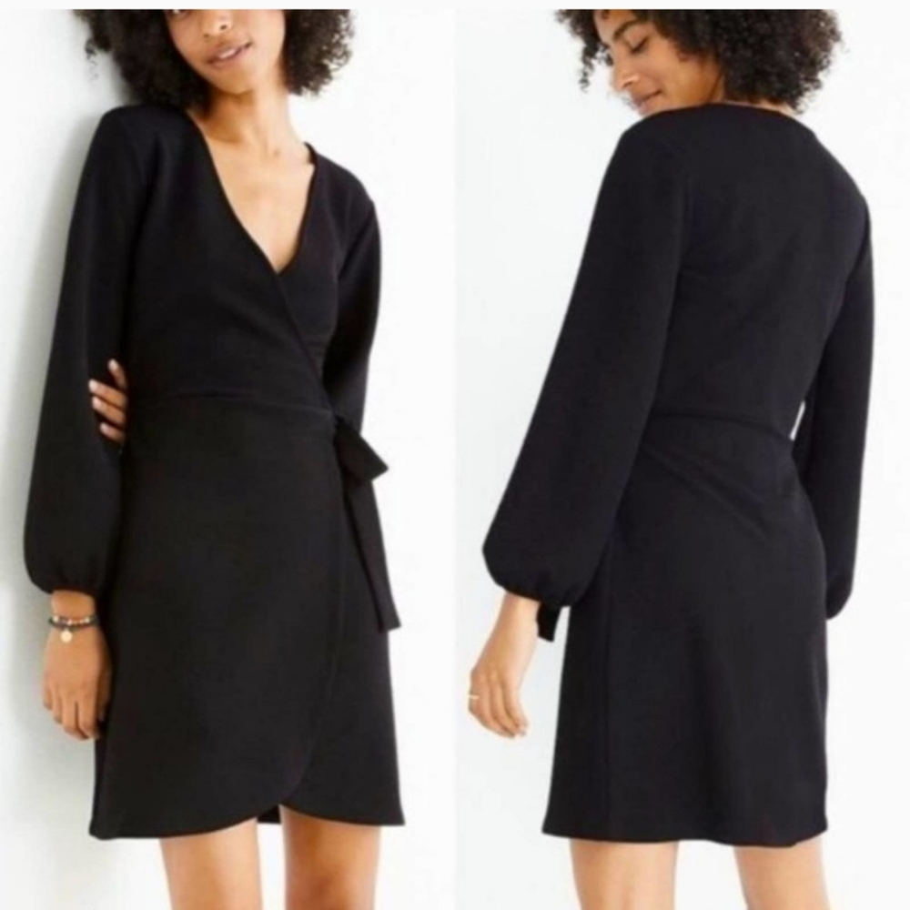 Madewell Black Texture & Thread Side Tie Dress